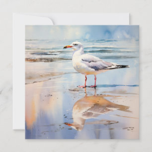 Cartes Pour Fêtes Annuelles Mouette sur la plage