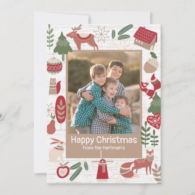 Cartes Pour Fêtes Annuelles Mountain Lodge Art populaire avec photo (Devant)