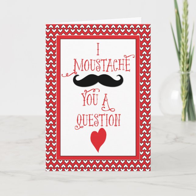 Cartes Pour Fêtes Annuelles Moustache Saint-Valentin, Coeurs rouges (Devant)