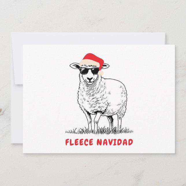 Cartes Pour Fêtes Annuelles Mouton de Navidad à la laine polaire avec lunettes (Devant)
