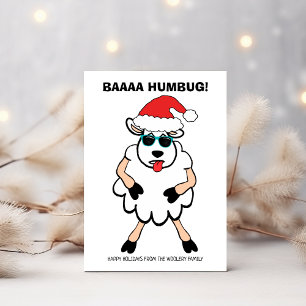 Cartes Pour Fêtes Annuelles Mouton drôle Scrooge Baa Humbug Noël