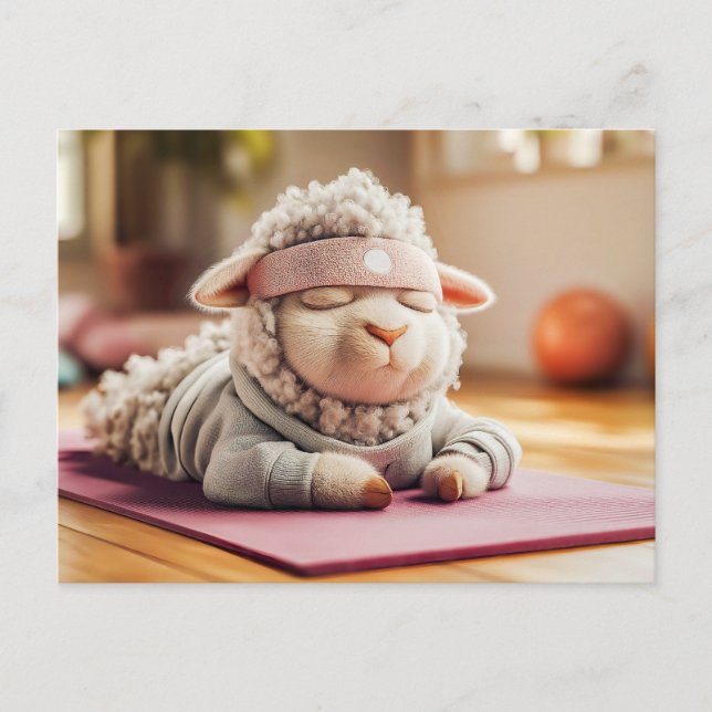 Cartes Pour Fêtes Annuelles moutons de Yoga méditant sur le mat (Devant)