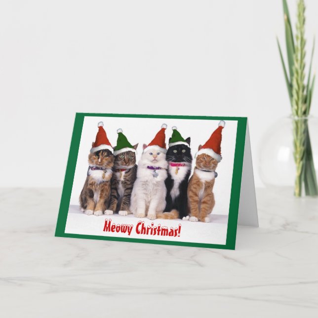 Cartes Pour Fêtes Annuelles "Mowy Christmas !" Chat (Devant)