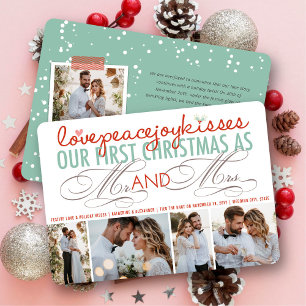 Cartes Pour Fêtes Annuelles Mr. And Mrs First Christmas Photo Collage Mariage