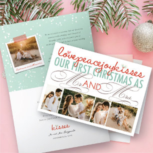 Cartes Pour Fêtes Annuelles Mr. And Mrs First Christmas Photo Collage Mariage