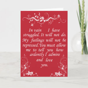 Cartes Pour Fêtes Annuelles Mr Darcy Valentine Card no1 - Pride and Prejudice