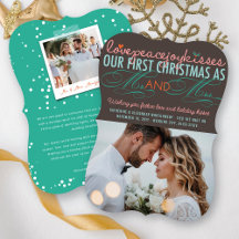 Mr & Mrs First Christmas Mistletoes Photo Wedding