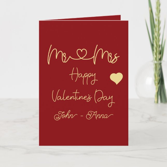 Cartes Pour Fêtes Annuelles Mr & Mrs Happy Valentine's Day (Devant)