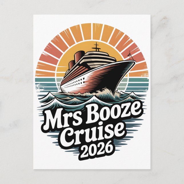 Cartes Pour Fêtes Annuelles Mrs Booze Cruise 2026 Matching Couples  (Devant)