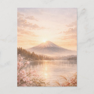 Cartes Pour Fêtes Annuelles Mt. Fuji Sunrise Watercolor Holiday Card