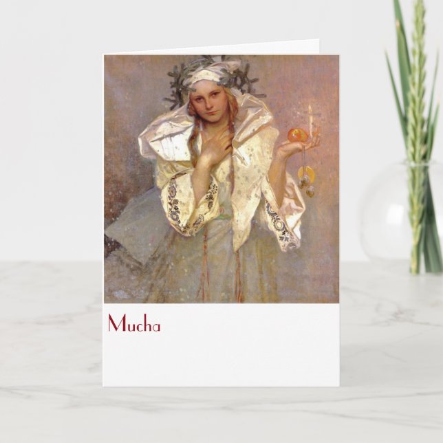 Cartes Pour Fêtes Annuelles Mucha, Christams en Amérique (Devant)