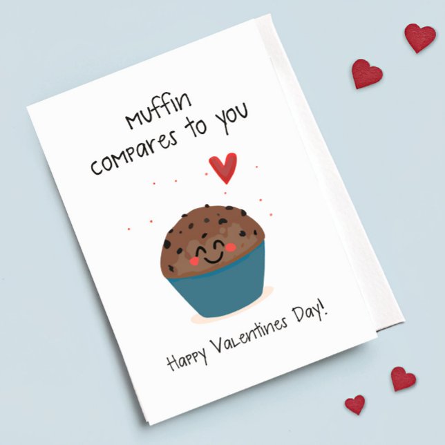 Cartes Pour Fêtes Annuelles Muffin vous compare Mignon Muffin Pun Saint Valent (Créateur téléchargé)