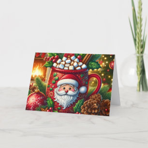 Cartes Pour Fêtes Annuelles Mug de chocolat chaud rouge mignon du Père Noël
