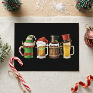Cartes Pour Fêtes Annuelles Mugs festifs de bière de Noël avec chapeaux de fêt