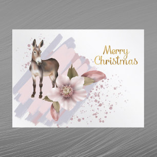 Cartes Pour Fêtes Annuelles Mule rose de Noël Mule d'aquarelle florale