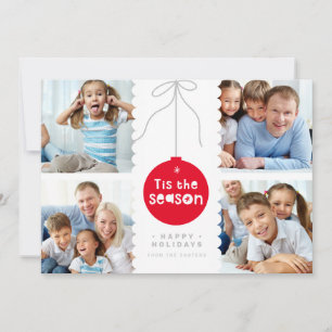 Cartes Pour Fêtes Annuelles MULTI FAMILLE PHOTO décoration festive bauble roug