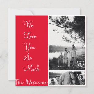 Cartes Pour Fêtes Annuelles Multi-photo 2 Collage Famille Rouge Vacances Texte