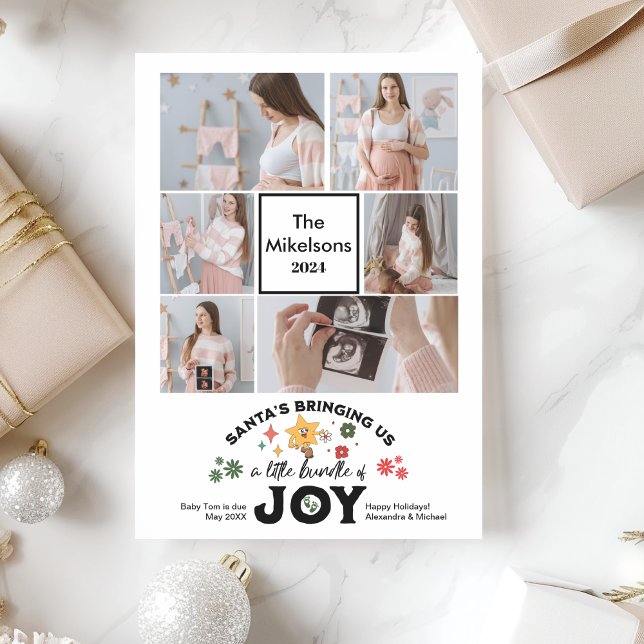Cartes Pour Fêtes Annuelles Multi Photo Annonce Super de grossesse de Noël (Créateur téléchargé)