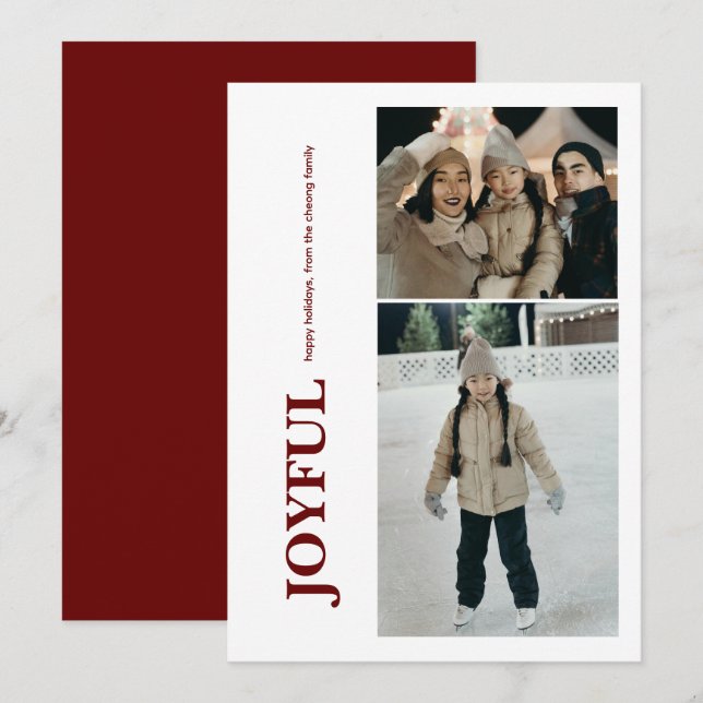 Cartes Pour Fêtes Annuelles Multi-photo avec design amusant texte vertical (Devant / Derrière)