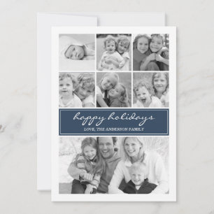 Cartes Pour Fêtes Annuelles Multi Photo Collage Holiday Photocard - Marine /Bl