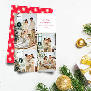 Cartes Pour Fêtes Annuelles Multi Photo Collage Pois rouges Noël rétro