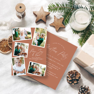 Cartes Pour Fêtes Annuelles Multi photo moderne élégant script de terre cuite