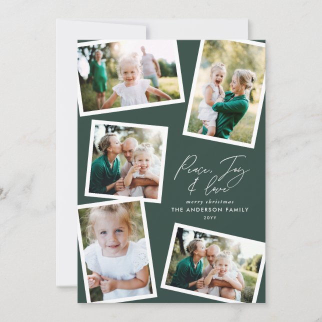 Cartes Pour Fêtes Annuelles Multi photo moderne élégant script vert (Devant)