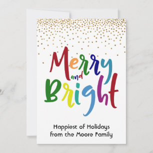 Cartes Pour Fêtes Annuelles Multicolore Joyeux et Lumineux avec Confettis Doré