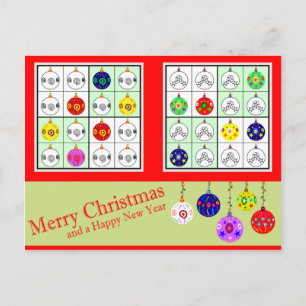 Cartes Pour Fêtes Annuelles Multicolored Sudoku for Christmas