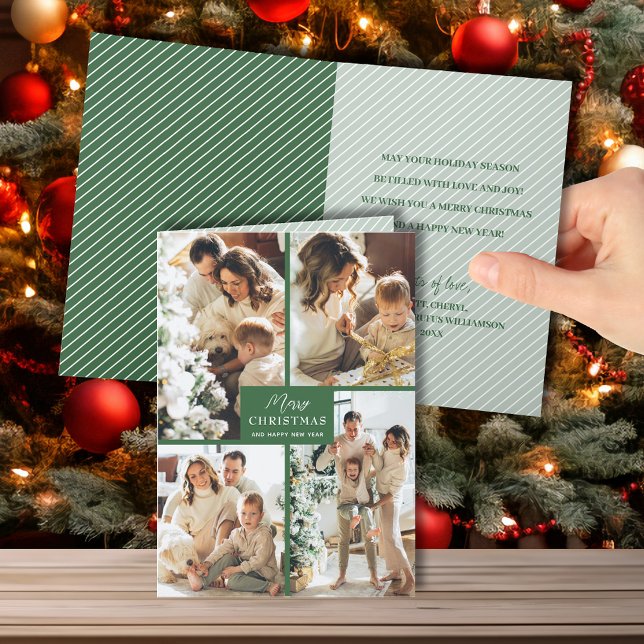 Cartes Pour Fêtes Annuelles Multiples photos Joyeux Noël Plié Vert (Créateur téléchargé)