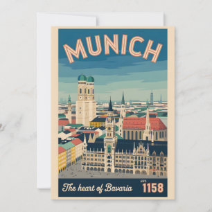 Cartes Pour Fêtes Annuelles Munich Allemagne Rétro Ciel Cityscape Voyage