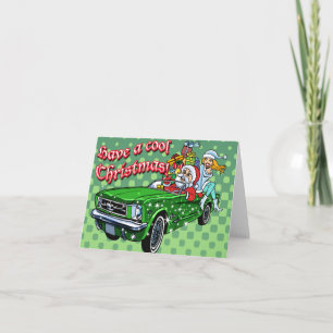 Cartes Pour Fêtes Annuelles Muscle Car Père Noël