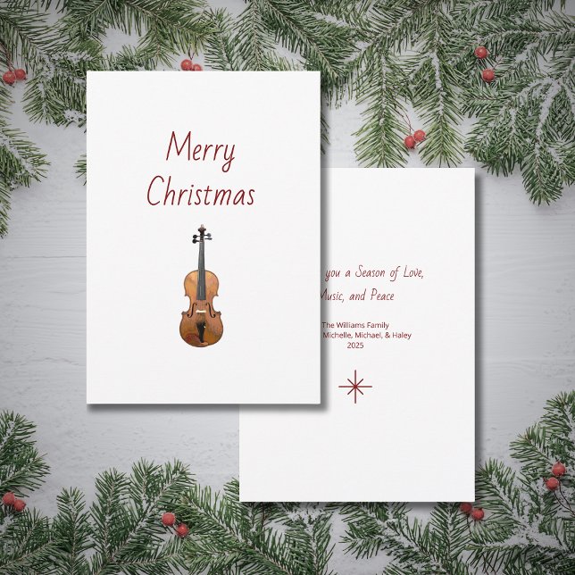 Cartes Pour Fêtes Annuelles Musical Instrument Violin Merry Christmas   (Créateur téléchargé)