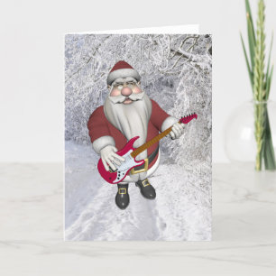 Cartes Pour Fêtes Annuelles Musical Santa Claus With Red Electric Guitar