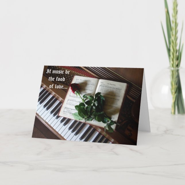 Cartes Pour Fêtes Annuelles Musical Valentine-Piano keys and Rose (Devant)