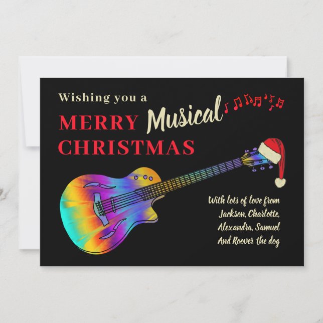 Cartes Pour Fêtes Annuelles Musicien de guitare de Noël Personnalisé (Devant)