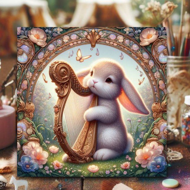 Cartes Pour Fêtes Annuelles Musique Bunny Art Nouveau Pâques (Créateur téléchargé)