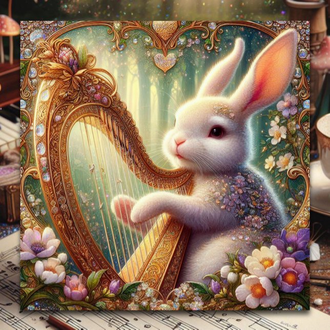 Cartes Pour Fêtes Annuelles Musique Bunny Art Nouveau Pâques (Créateur téléchargé)