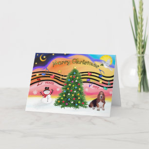 Cartes Pour Fêtes Annuelles Musique de Noël 2 - Basset Hound