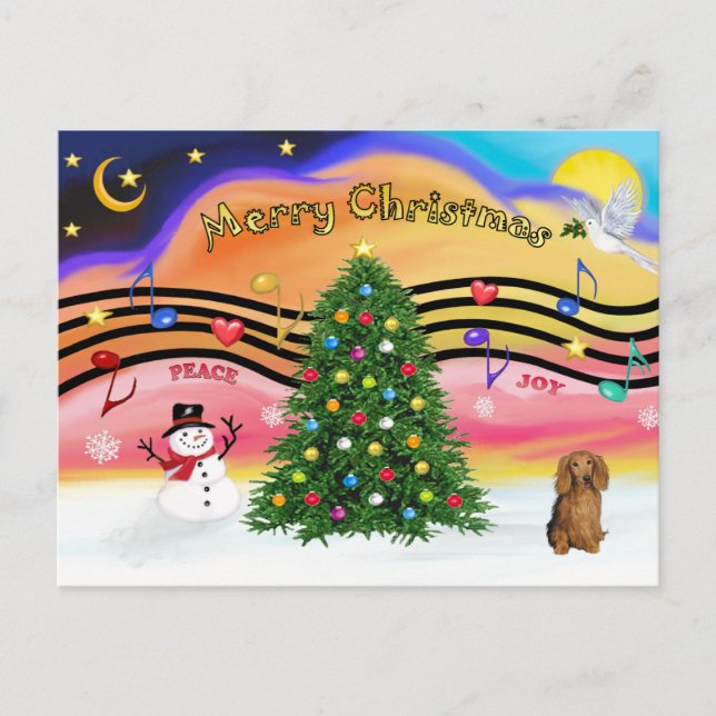 Cartes Pour Fêtes Annuelles Musique de Noël 2 - Dachshund (long poil de sable) (Devant)