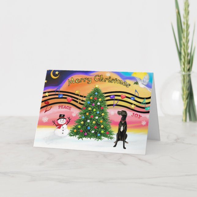 Cartes Pour Fêtes Annuelles Musique de Noël 2 - Grand Danois (noir non coupé) (Devant)