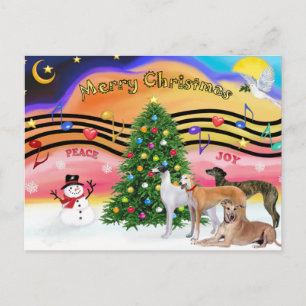Cartes Pour Fêtes Annuelles Musique de Noël 2 - Lévriers (quatre)