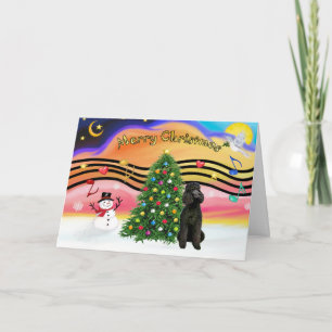 Cartes Pour Fêtes Annuelles Musique de Noël 2 Poodle-Black Standard