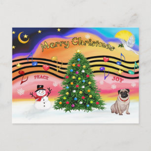 Cartes Pour Fêtes Annuelles Musique de Noël 2 - Pug (fauve)