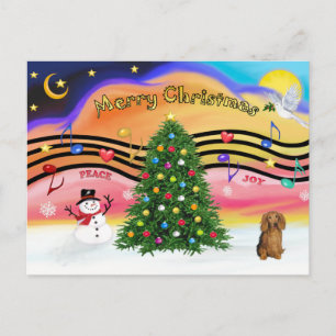 Cartes Pour Fêtes Annuelles Musique de Noël 2 - Teckel (sable à poil long)