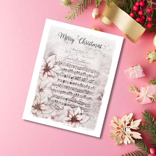 Cartes Pour Fêtes Annuelles Musique de Noël allemande Poinsettias Vintage
