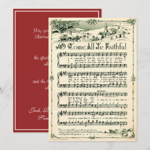 Cartes Pour Fêtes Annuelles Musique de Noël ancienne sur feuilles de papier à 