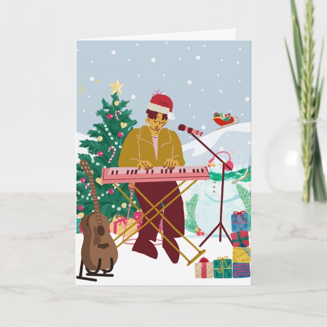Cartes Pour Fêtes Annuelles Musique de Noël hiver merveilleux (Devant)