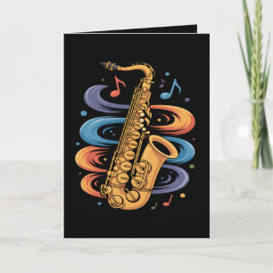 Cartes Pour Fêtes Annuelles Musique de saxophone colorée Flux Instrument de ja