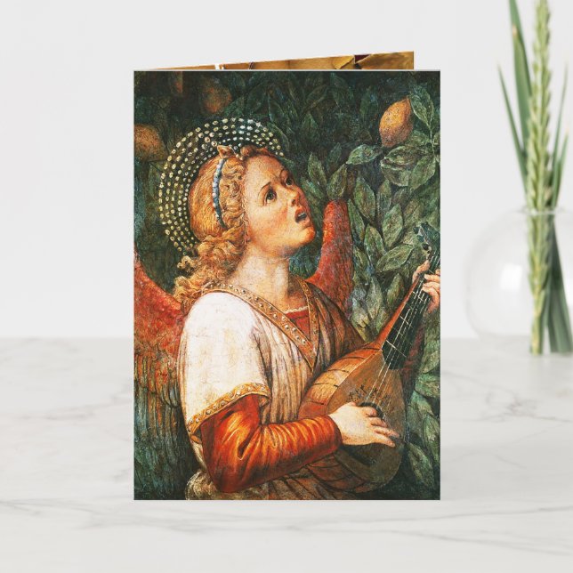 Cartes Pour Fêtes Annuelles MUSIQUE FABRIQUANT NOËL ANGEL Joueur Mandolin (Devant)